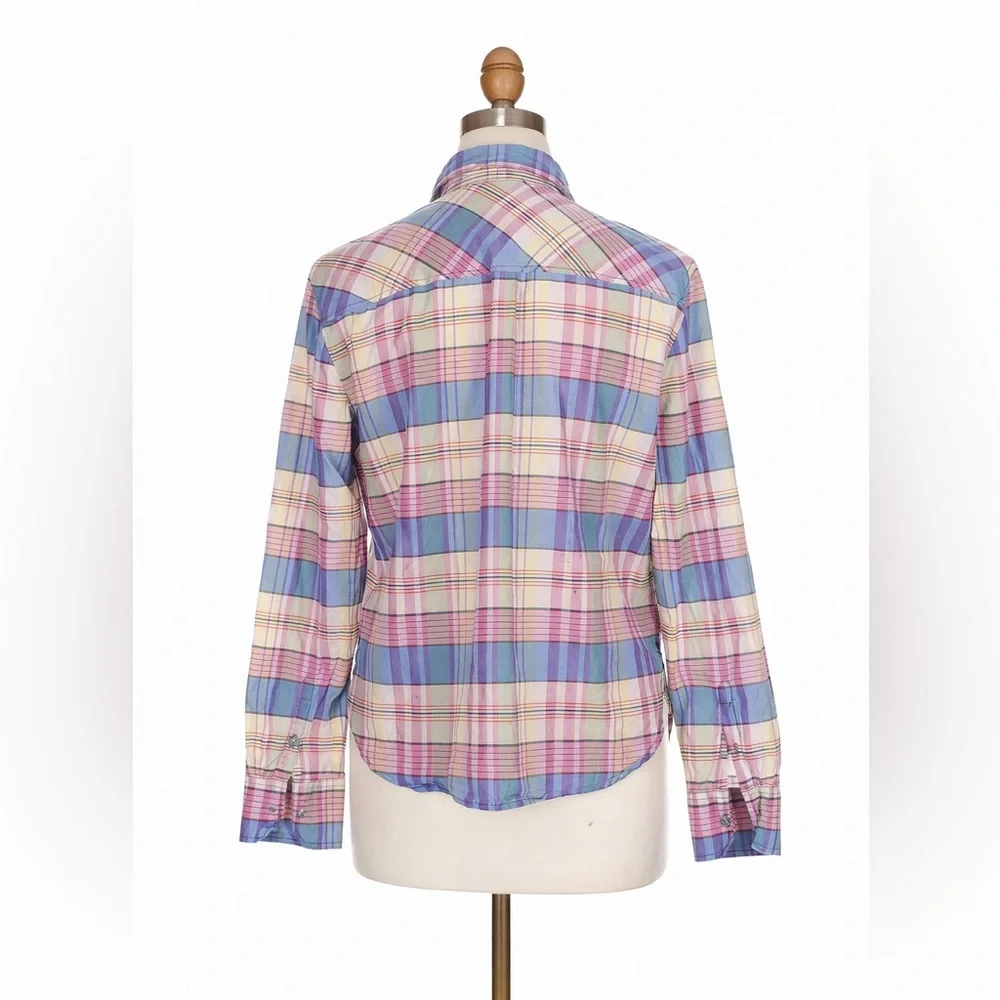 J.Crew Classic Popover Shirt Plaid Cotton Silk NWT